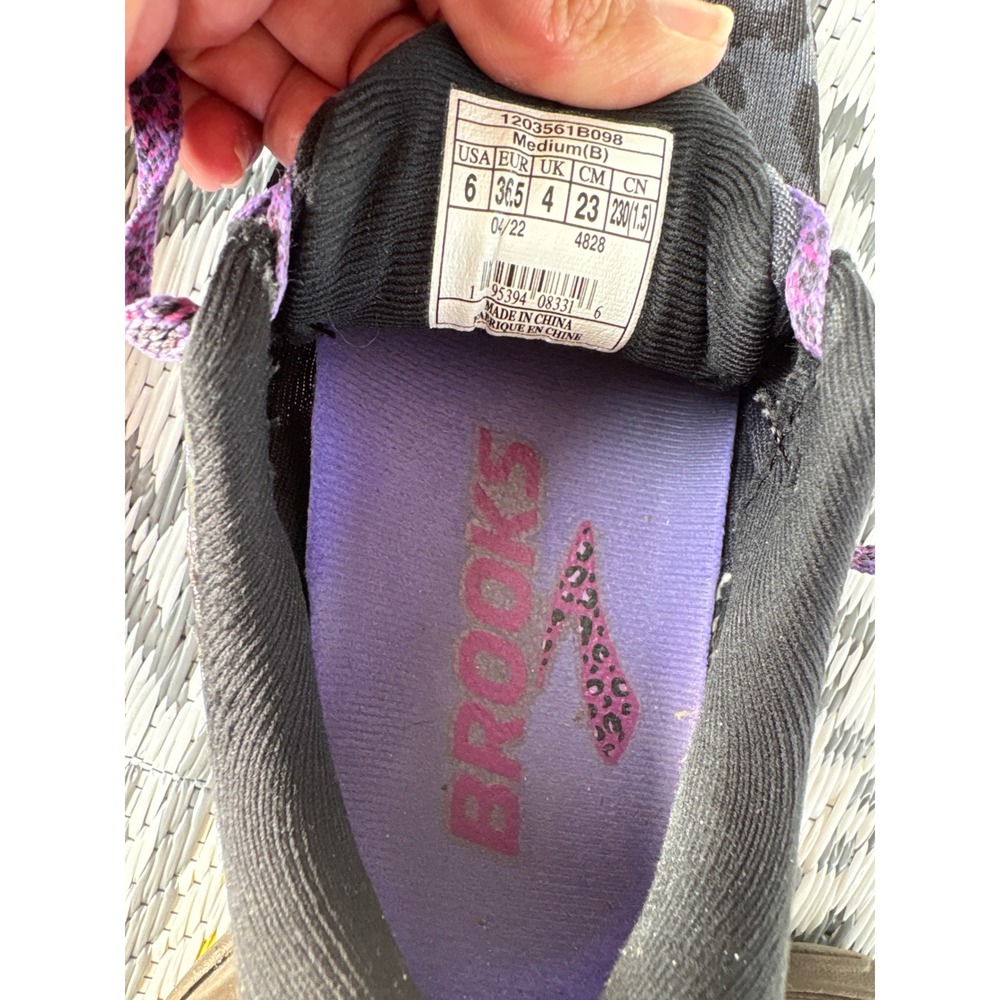 Brooks Ghost 14 Womens Running Shoes Leopard Print Black Purple Sneakers Size 6 - Picture 11 of 12